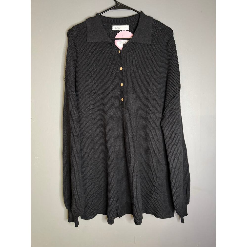 Rae Mode Black Waffle Knit Winter Loungewear Romper Medium NWT